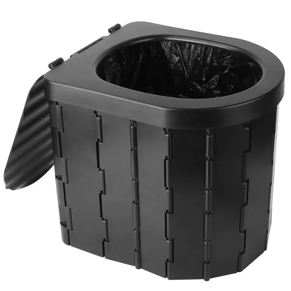 Portable Foldable Toilet with Lid & Carry Bag – Emergency Commode for Camping, Travel & Preparedness (Includes Garbage Bags)