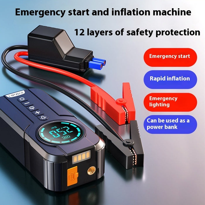 Multifunction Car Emergency Jump Starter & Inflator – Portable 12V Vehicle Power Supply for Roadside Safety & Preparedness