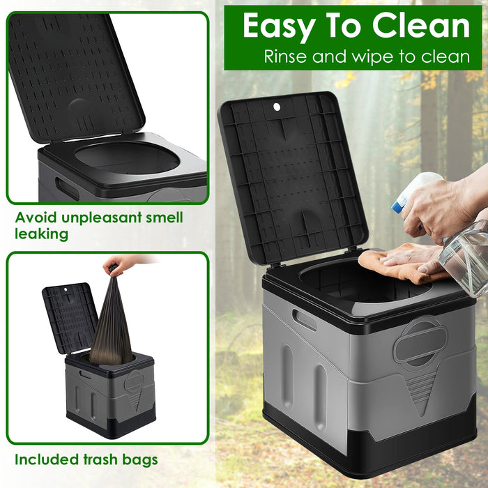 Portable Collapsible Toilet with Handbag & Lid – Compact Emergency Toilet for Camping, Travel & Preparedness
