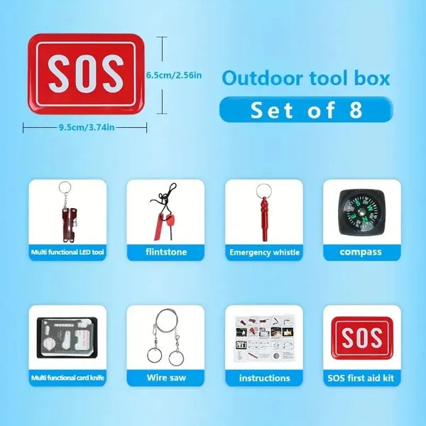 8‑Item Emergency Survival Kit – Essential Outdoor & Home Preparedness Gear