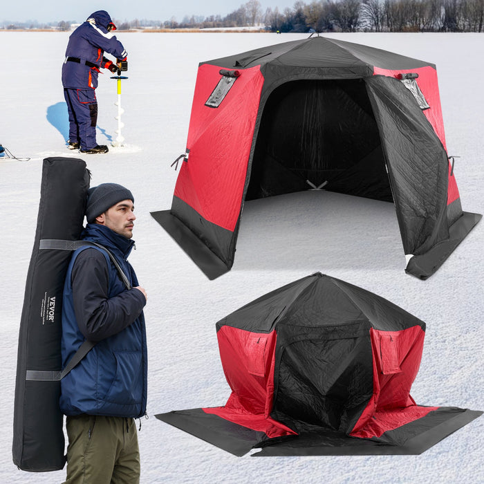 6-8 Person Ourdoor Portable Ice Shelter Pop-Up Ice Fishing Shanty Tent