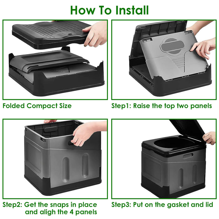 Portable Collapsible Toilet with Handbag & Lid – Compact Emergency Toilet for Camping, Travel & Preparedness