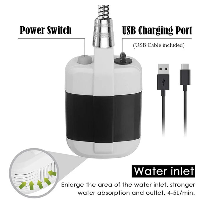 USB Rechargeable Portable Camping Shower – Electric Outdoor Shower Pump for Travel, Garden & Emergency Preparedness