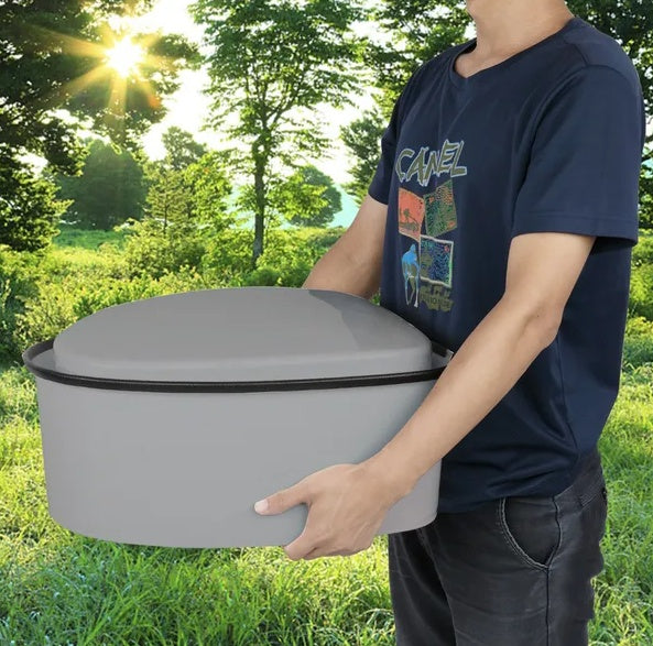 Portable Camping Toilet with Non-Slip Mat – Compact Emergency Toilet for Travel, Car & Outdoor Preparedness (Grey)