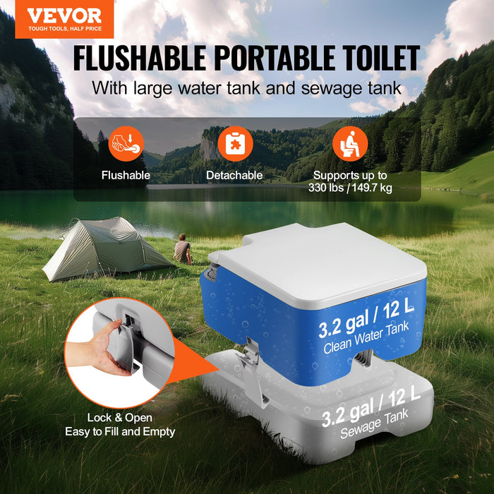 Portable Pressurized Flush Toilet with Waste Tank & Carry Bag – Leak‑Proof RV & Camping Commode for Outdoor & Emergency Use