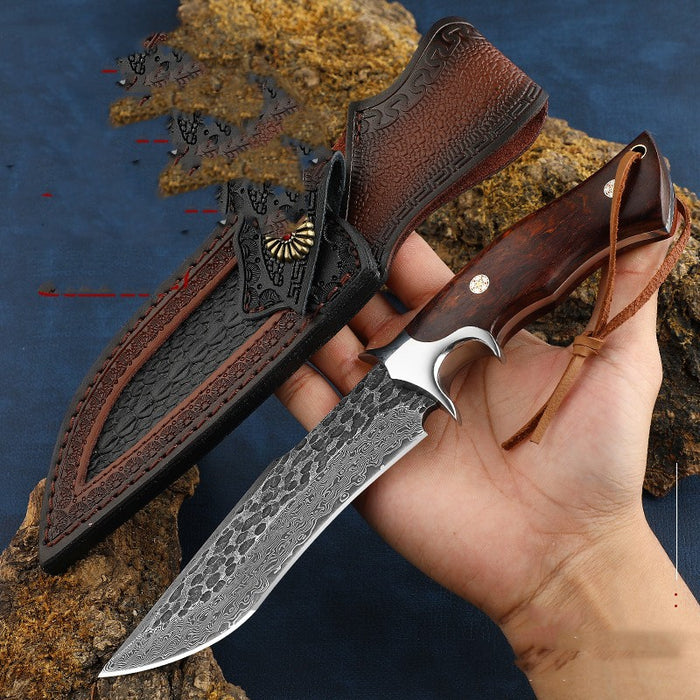 Damascus VG10 Steel Field Survival Knife – Tactical Outdoor Cutter with Holster for Camping, Hiking & Preparedness