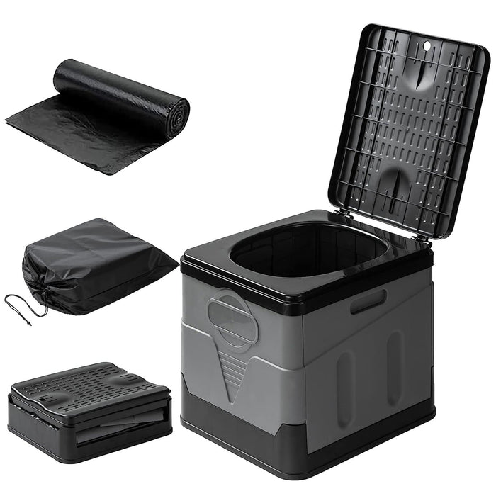 Portable Collapsible Toilet with Handbag & Lid – Compact Emergency Toilet for Camping, Travel & Preparedness