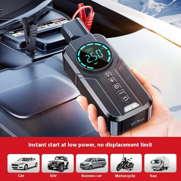 Multifunction Car Emergency Jump Starter & Inflator – Portable 12V Vehicle Power Supply for Roadside Safety & Preparedness