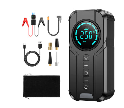 Portable Wireless Tire Inflator: 150PSI Cordless Air Compressor with Digital Pressure Gauge & LED Emergency Light