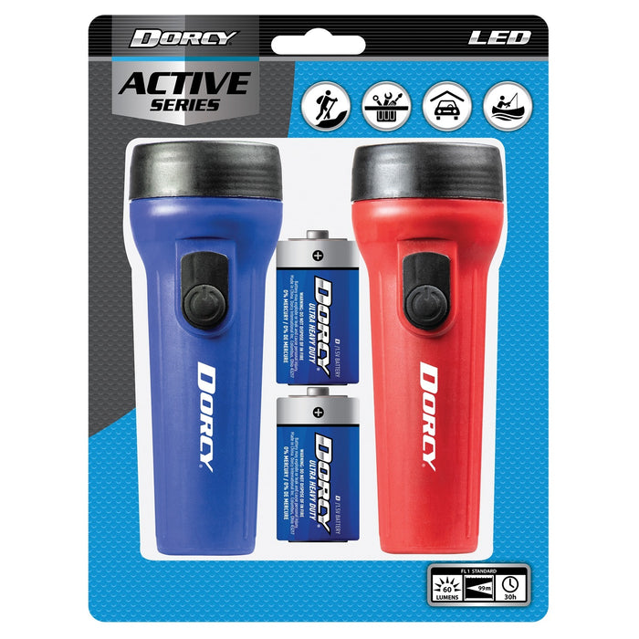 Dorcy 2-Pack LED Flashlight Combo – Durable Weather-Resistant Household & Emergency Flashlights