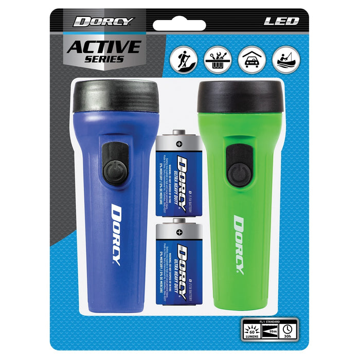 Dorcy 2-Pack LED Flashlight Combo – Durable Weather-Resistant Household & Emergency Flashlights