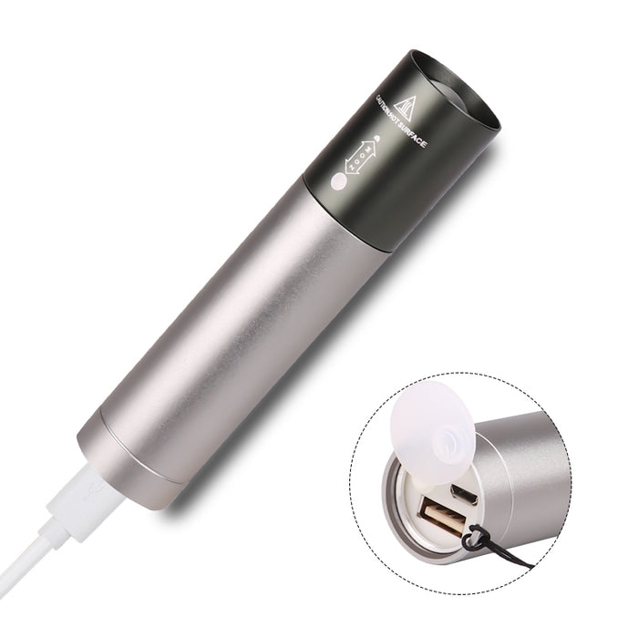 USB Rechargeable T6 LED Flashlight – 3-Mode Adjustable Zoom Tactical Torch for Camping, Emergency & Outdoor Use