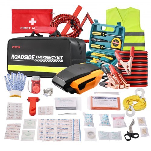 VEVOR 32-Piece Car Emergency Kit with 91-Piece First Aid Kit – All-in-One Roadside Safety Solution