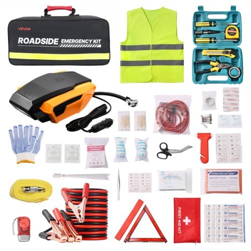 VEVOR 32-Piece Car Emergency Kit with 91-Piece First Aid Kit – All-in-One Roadside Safety Solution