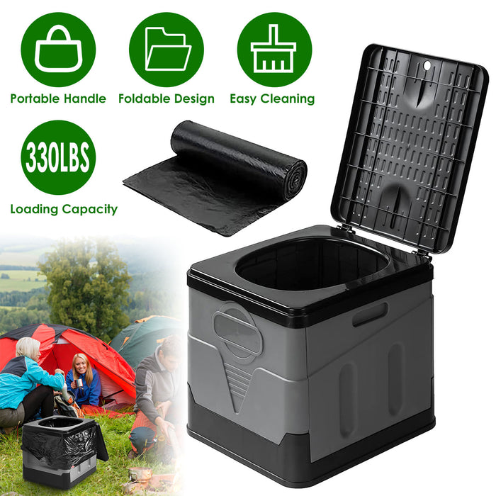 Portable Collapsible Toilet with Handbag & Lid – Compact Emergency Toilet for Camping, Travel & Preparedness