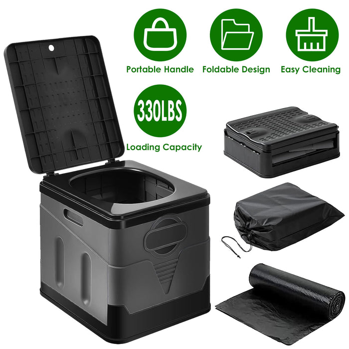 Portable Collapsible Toilet with Handbag & Lid – Compact Emergency Toilet for Camping, Travel & Preparedness