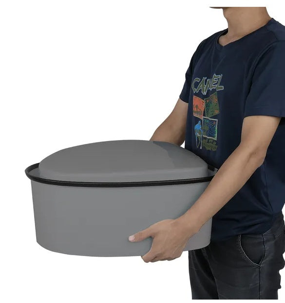 Portable Camping Toilet with Non-Slip Mat – Compact Emergency Toilet for Travel, Car & Outdoor Preparedness (Grey)