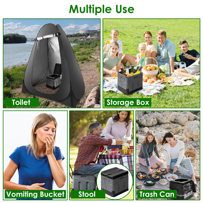 Portable Collapsible Toilet with Handbag & Lid – Compact Emergency Toilet for Camping, Travel & Preparedness